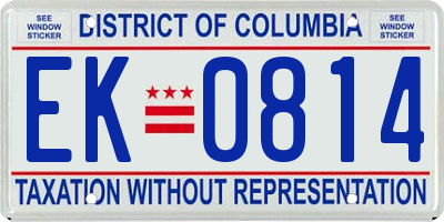 DC license plate EK0814