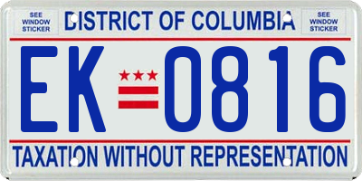 DC license plate EK0816