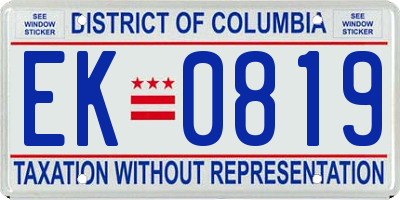 DC license plate EK0819