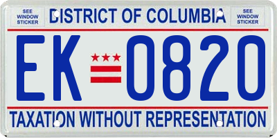 DC license plate EK0820