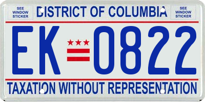 DC license plate EK0822