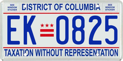 DC license plate EK0825