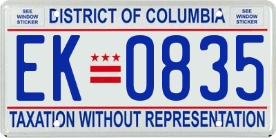 DC license plate EK0835