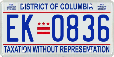 DC license plate EK0836