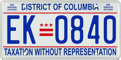 DC license plate EK0840