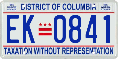 DC license plate EK0841