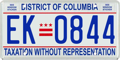 DC license plate EK0844