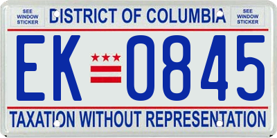 DC license plate EK0845