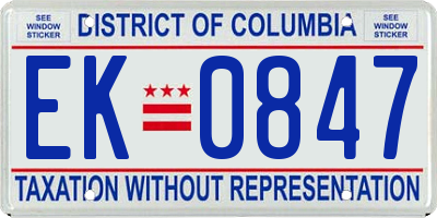 DC license plate EK0847