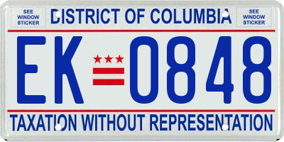 DC license plate EK0848