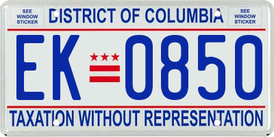 DC license plate EK0850