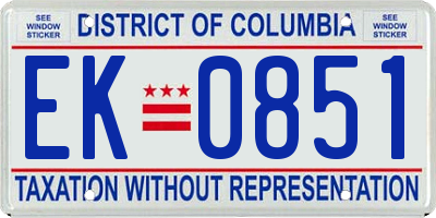 DC license plate EK0851