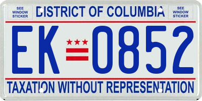 DC license plate EK0852