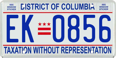 DC license plate EK0856