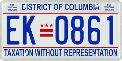 DC license plate EK0861