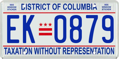 DC license plate EK0879