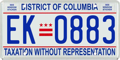 DC license plate EK0883