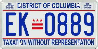 DC license plate EK0889