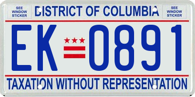 DC license plate EK0891