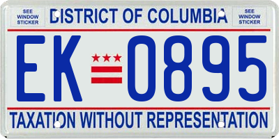 DC license plate EK0895