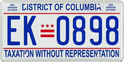 DC license plate EK0898