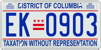 DC license plate EK0903