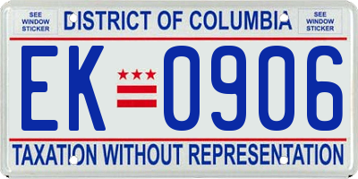 DC license plate EK0906