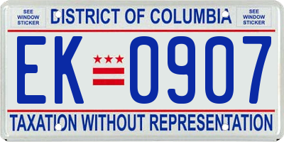 DC license plate EK0907