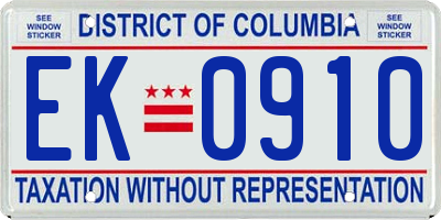 DC license plate EK0910