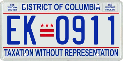DC license plate EK0911
