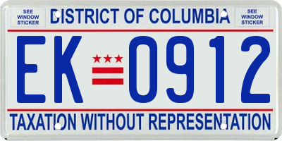 DC license plate EK0912