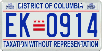 DC license plate EK0914