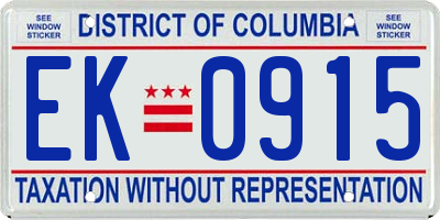 DC license plate EK0915