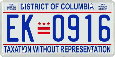 DC license plate EK0916