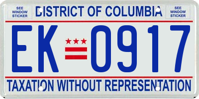 DC license plate EK0917