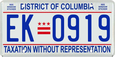 DC license plate EK0919