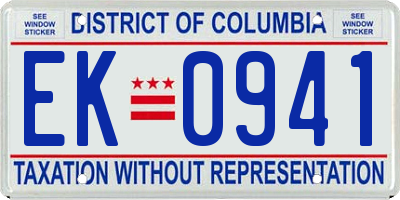 DC license plate EK0941