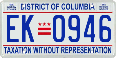 DC license plate EK0946