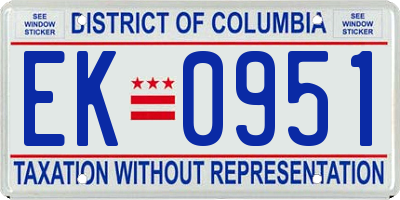 DC license plate EK0951