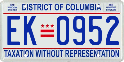 DC license plate EK0952