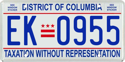 DC license plate EK0955