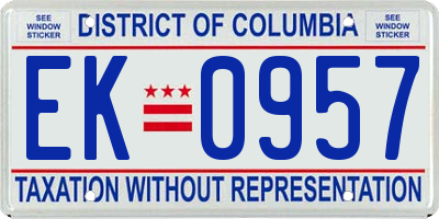 DC license plate EK0957