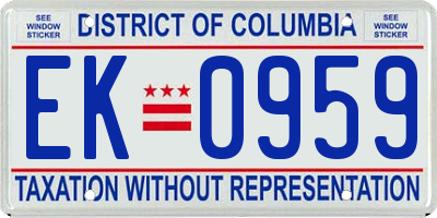 DC license plate EK0959