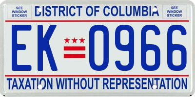 DC license plate EK0966