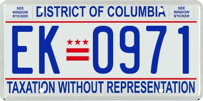 DC license plate EK0971