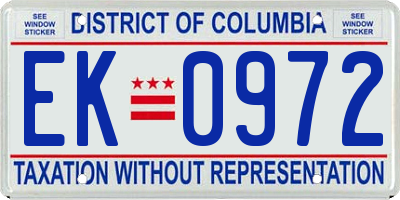 DC license plate EK0972