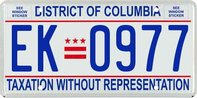 DC license plate EK0977