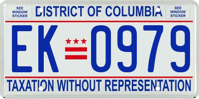 DC license plate EK0979