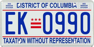 DC license plate EK0990