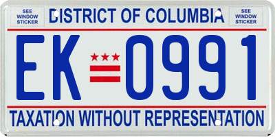 DC license plate EK0991